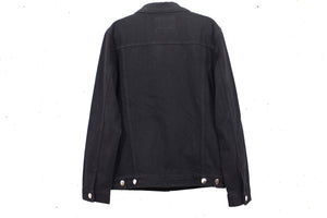 Men's Black Denim Jacket with Removable Hoodie
