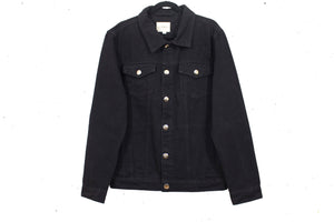 Men's Black Denim Jacket with Removable Hoodie