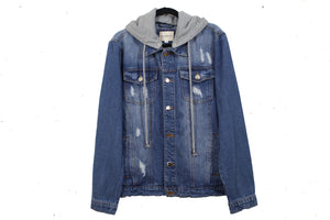 Men's Denim Jacket with Removable Hoodie
