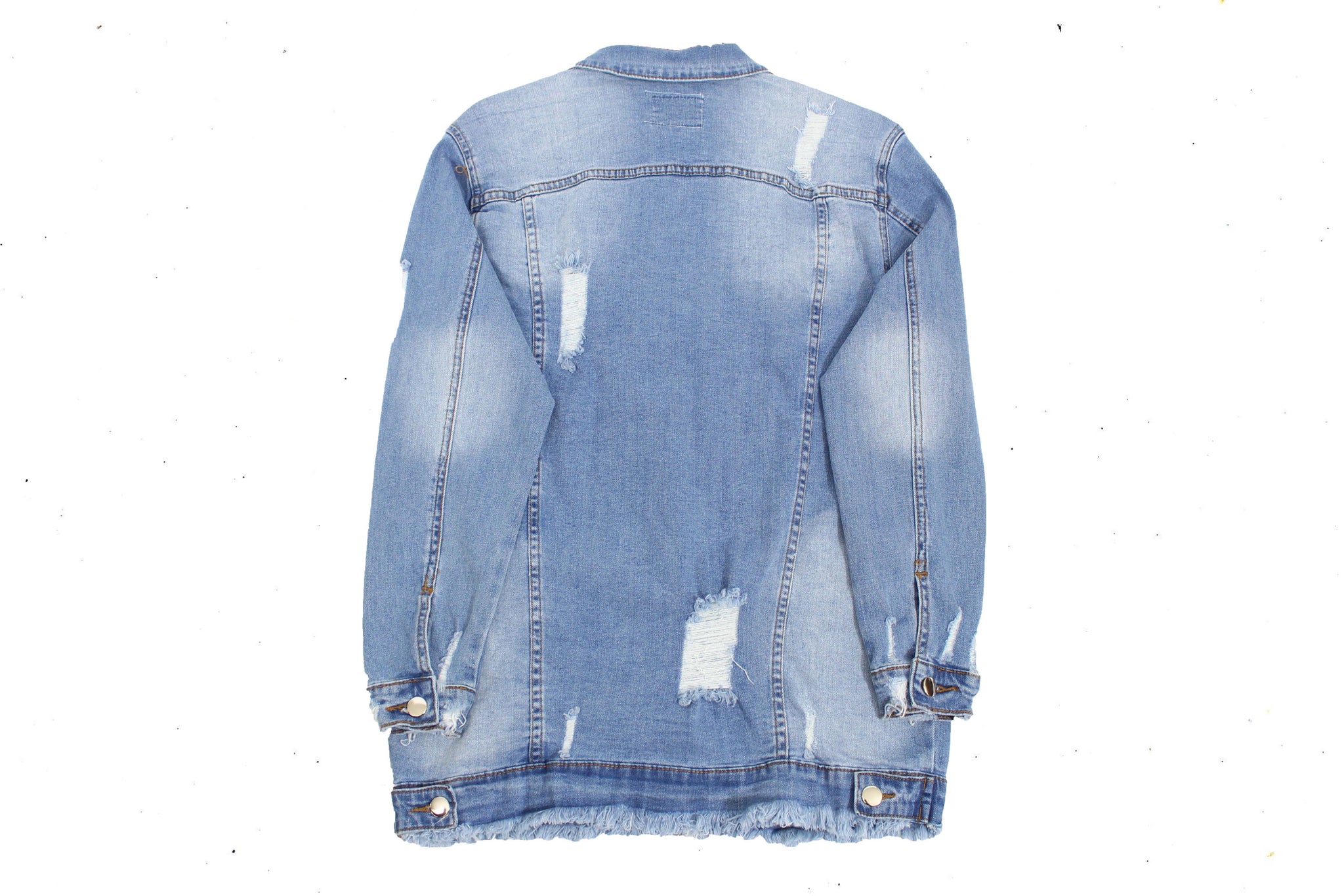 Long Distress  Denim Jacket