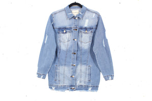 Long Distress  Denim Jacket