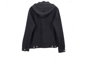 Men's Black Denim Jacket with Removable Hoodie