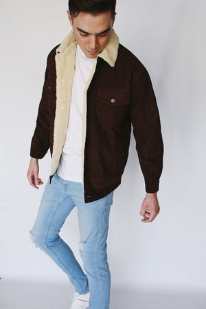 Men's Sherpa Corduroy Jacket Brown